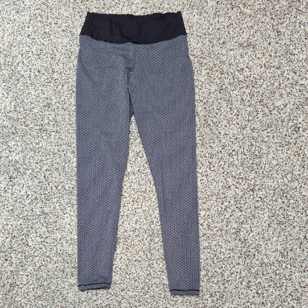 Womens Patterned Leggings‎ - Black and Gray Large